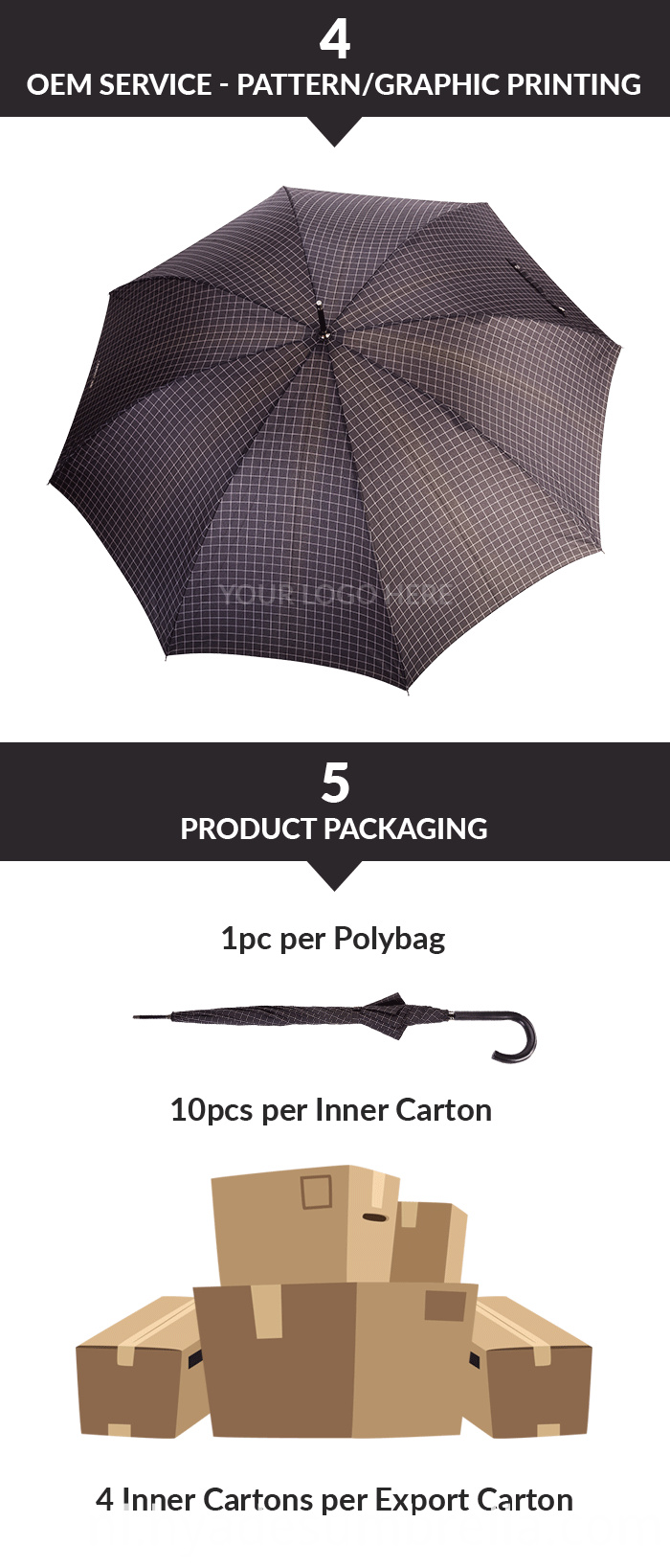 Controleer patroon heren rechte paraplu Check Pattern Gentlemen Straight Umbrella